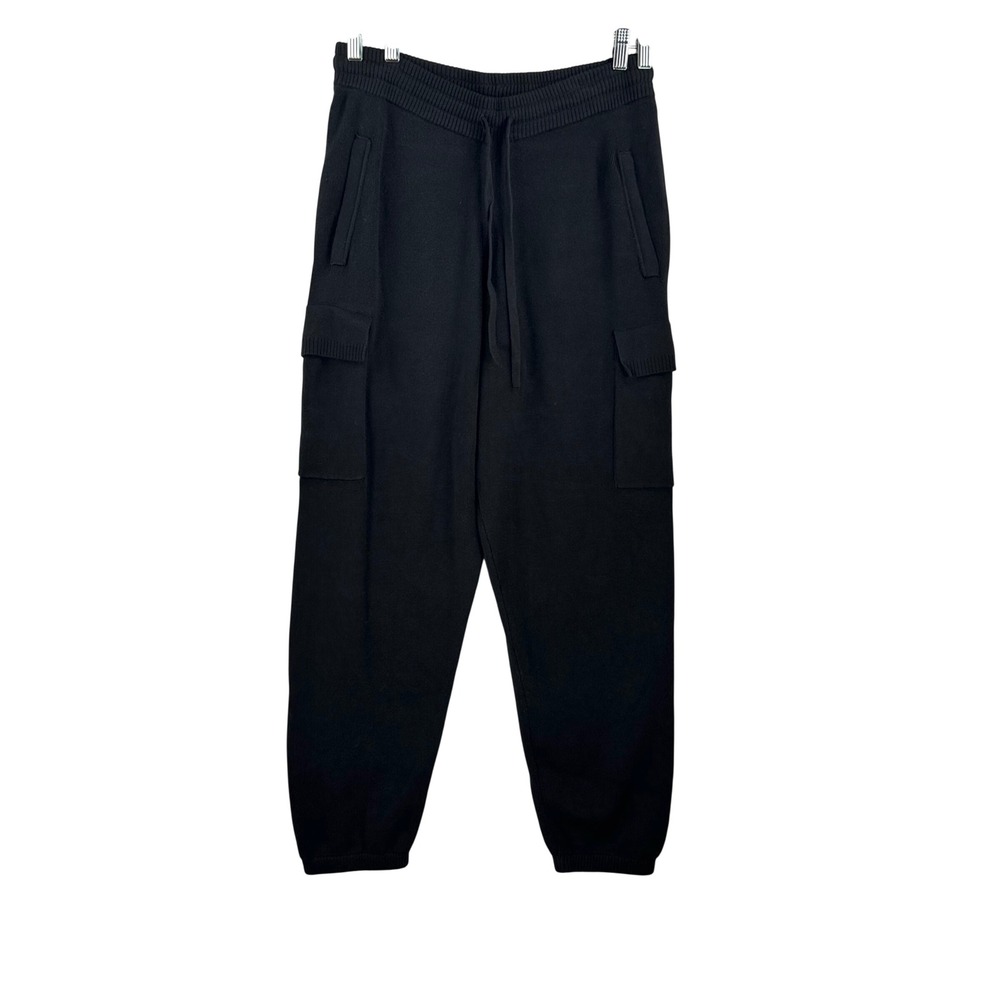 Yogalicious Lux Sweater Knit Cargo Jogger sz L Black lounge quiet luxury